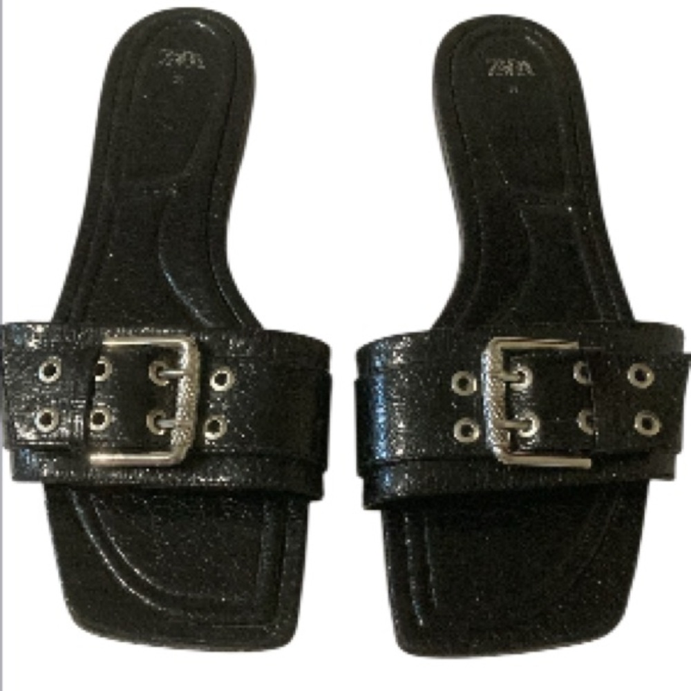 Zara Black Sandals with Silver Hardware - Picture 2 of 9